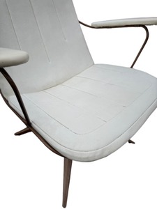 lot 118 image: VINTAGE MCM HOMECREST SWIVEL ARMCHAIR W ORIGINAL LEATHER CUSHION