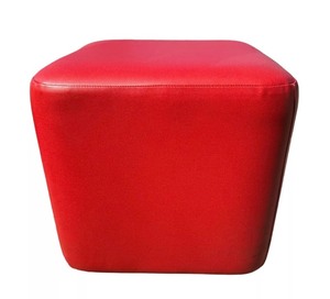 lot 146 image: PAIR OF JOELLE KIMBALL RED SQUARE ANCILLARY 20W OTTOMANS IN WONDERFUL SHAPE