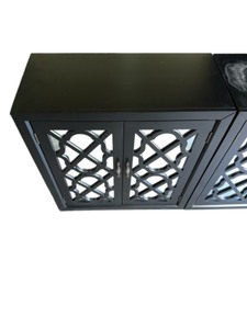 lot 161 image: Pair of Black Lattice Accent Cabinets