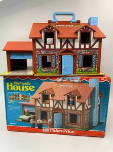 lot 43 image: Vintage Fisher Price Play Family House with Box