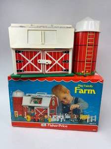 lot 47 image: Vintage Fisher Price Play Family Farm in Box