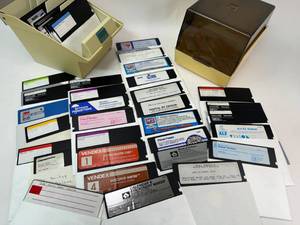 lot 71 image: Vintage Computer Floppy Disk Lot with Storage Boxes