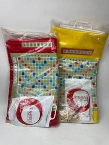 lot 91 image: Pair of Vintage Fuzzy Scrabble table top board Games - Unused