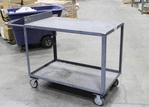 lot 27 image: Metal Carts 42 L X 24 W X 35 H , 2 Shelves, Steel Construction Heavy Duty Casters