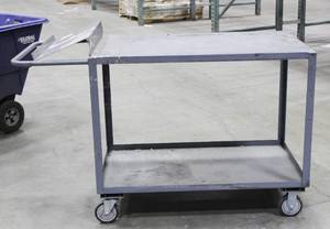 lot 28 image: Metal Carts 42 L X 24 W X 35 H , 2 Shelves, Steel Construction Heavy Duty Casters