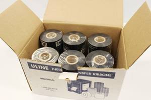 lot 44 image: Industrial Thermal Transfer Ribbons- Wax, 4,25 Inch Wide X 1181 Ft Long Box Of 6 Rolls