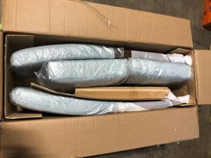 lot 6 image: StyleWell Banford Charleston Blue Upholstered Counter Stools with Back (Set of 2)    Customer Returns See Pictures