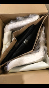 lot 19 image: Beige Faux Leather Upholstered Dining Chairs with U-shaped Legs (Set of 2 Black Legs Chairs)   Customer Returns See Pictures
