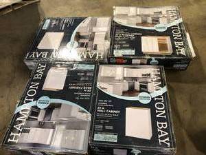 lot 30 image: Lot of Assorted Bathroom Cabinets Various Models and Conditions Customer Returns See Pictures