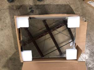 lot 36 image: Glacier Bay 19-58 in. x 26 in. Rectangular Recessed or Surface Mount Beveled Frameless Medicine Cabinet with Mirror   Customer Returns See Pictures