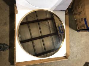 lot 47 image: 32 in. H x 32 in. W Round Deep Framed Mirror Aluminum Alloy Gold Wall Mirror Decorative Mirror Customer Returns See Pictures