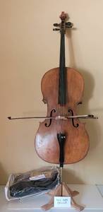lot 3 image: Full Size Cello with stand and accessories