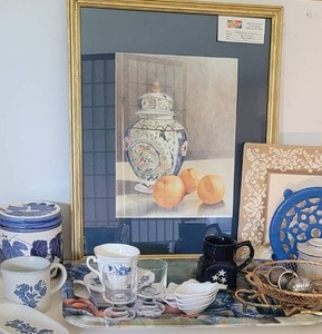 lot 8 image: Watercolor Art by Ann Oliphant Ginger Jar and home decor