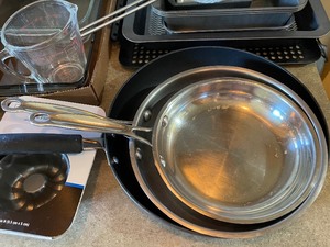 lot 31 image: BakingCooking Lot Stainless Steel Bowls, Cake Pans, etc.