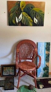lot 23 image: Wicker Chair and Palm Leaves Art