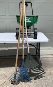 lot 29 image: Rakes and Seed Spreader