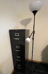 lot 105 image: Metal Filing Cabinet and Floor Lamp