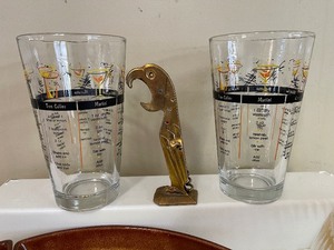 lot 84 image: Midcentury Bar Lot Libbey Cocktail Recipe Glasses (2)