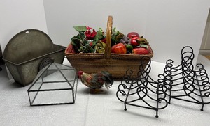 lot 163 image: Fruit and Basket Lot with Plate Racks