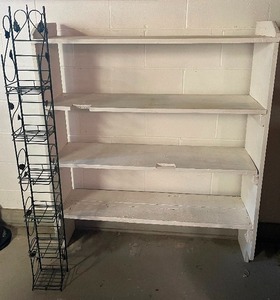 lot 193 image: Wood Shelf and Metal CD rack