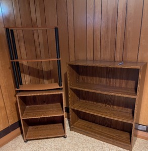 lot 236 image: Bookcase, Microwave Cart and Media Shelf