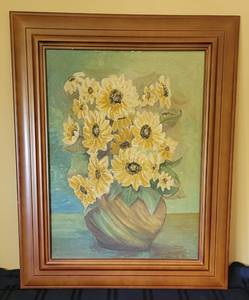 lot 124 image: Sunflower Oil on Canvas by M. Stewart