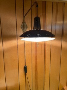 lot 242 image: Vintage MidCentury Pull Down Swing Arm Saucer Lamps Works