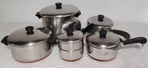 lot 170 image: Pots and Pans Revere Ware copper bottoms
