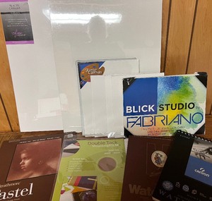 lot 280 image: Art Supplies Lot Canvas and Foundation Board, Papers etc.