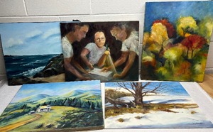 lot 291 image: Oil on Canvas Lot of 5
