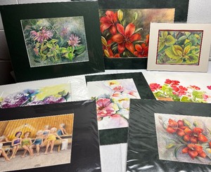 lot 294 image: Ann Oliphant Art Lot Watercolor and Chalk includes Girls in the Sauna