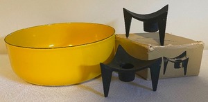 lot 317 image: MCM Enamel Bowl Yellow by Kaj Franck Arabia Finland 1960s 8
