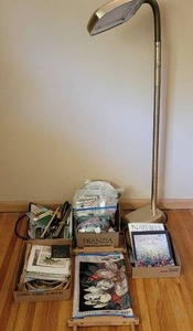 lot 147 image: Sewing Supply Lot with Blue Max Lighting Floor Lamp