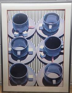 lot 298 image: Oversized Framed PosterArt Coffee Cups and Sugar Cubes