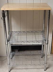 lot 301 image: Pantry Shelf Chrome and Butcher Block