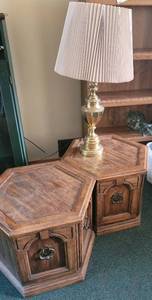 lot 309 image: Two Octagon Side Tables and Lamp
