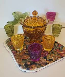 lot 42 image: Glass Hobnail Lot