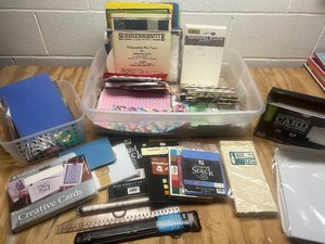 lot 209 image: Large Lot of Card Making Supplies in Tote