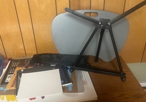 lot 283 image: Art Supplies Lot Lap Desk, Collapsible Easel etc.
