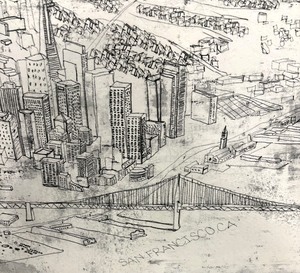 lot 120A image: Large and Scenic Scenic San Fransisco Drawing Print