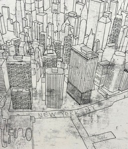 lot 132A image: New York Framed Drawing  Sketch Print