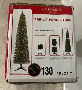 lot 114 image: Celebrate It Pre-lit 7 Foot Pencil Tree
