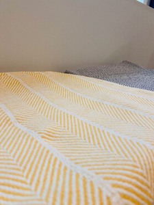 lot 63 image: Making a Cozy Home with Two Queen Size Chevron Throw Blankets with Yellow  White and Gray  White