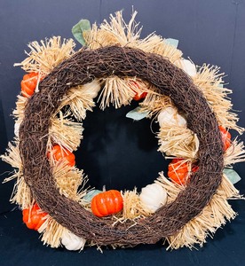 lot 151 image: Fall is in the Air Wreaths, Bucket, Pumpkins and More