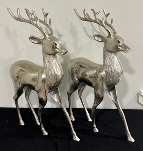 lot 123 image: Three Frontage Cast Aluminum Deer Figurines