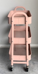 lot 248 image: Pretty Pink Metal Rolling Cart