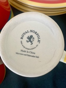 lot 87 image: Royal Norfolk Coffee Mugs, Bowls and Plates