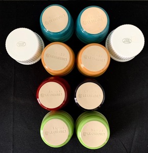 lot 246 image: Variety of Colorful Custard Cups, Including Le Creuset and Apilco