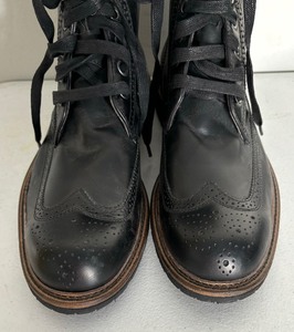 lot 277 image: John Varvatos Mens Black Leather Mid-Calf Lace-Up Wingtip Combat Boots
