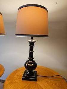 lot 9 image: Ribbed Footed Vase Table Lamps